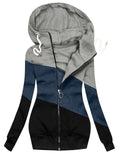 Women's Casual Contrast Solid Color Cardigan Hoodie