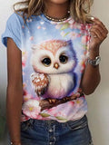 Artistic Sakura Owl T-shirt