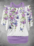 Women's Flower Butterfly Two Piece Suit Top