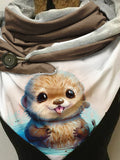 Cute Otter Watercolor Casual Print Scarf