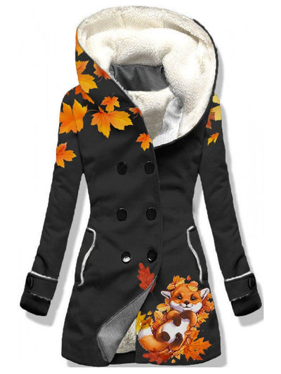 Women's Cute Maple Leaf Fox Keeping Warm Fashion Sweatjacke