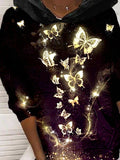 Women's Winter Butterfly Print Casual Sweatshirt