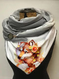 Women's Watercolor Wolf Warm Casual Shawl Scarf