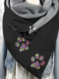 Women's Autumn And Winter Colored Animal Paw Prints Casual Shawl Scarf