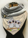 Owl Print Casual Scarf and Shawl