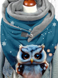 Women's Snowflake Owl Art Print Casual Scarf