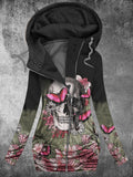 Women's Winter Punk Skull Print Casual Track Jacket