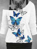 Women's Butterfly Art Desig Two Piece Suit Top