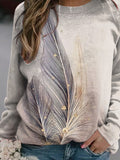 Women's Casual Feather Print Sweatshirt