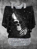 Women's Vintage Punk Skull Printed Two Piece Top