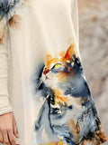 Women's Watercolor Maple Cat Casual Sweatshirt