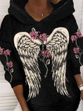 Women's Faith Vintage Punk Wings Printed Sweatshirt