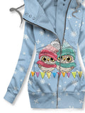 Women's Winter Owl Art Print Casual Track Jacket