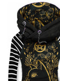 Women's Retro Punk Cat Casual  Stripe Hooded Sweatjacken