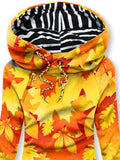 Women's Daily Vintage Maple Leaf Print Casual Hoodie