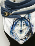 Wolf Print Casual Scarf and Shawl