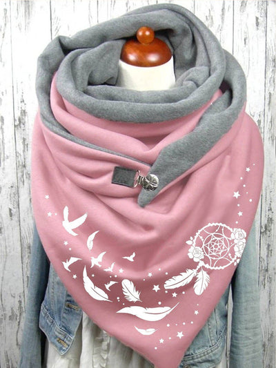 Ladies Feather Print Casual Scarf and Shawl