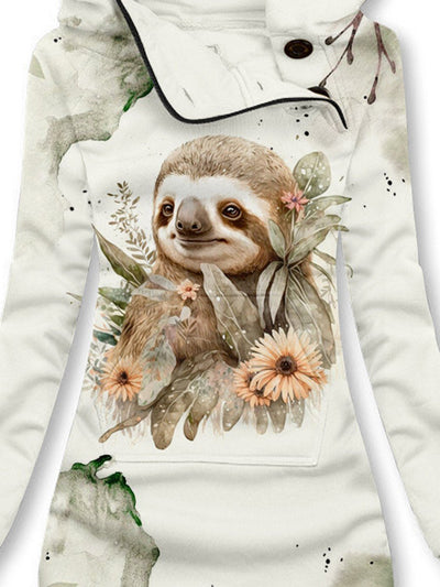 Winter Cute Sloth Casual Print Sweatshirt