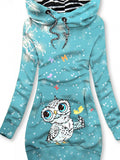 Women's Winter Owl Art Print Casual Sweatshirt