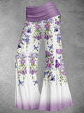 Women's Butterfly Wide Leg Pants Cinched Foldover Elastic Waist Long Relaxed Pants