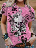 Women's Punk Skull Print T-shirt