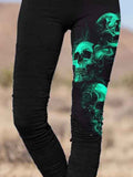 Punk Skull Printed Slim Fit Pants