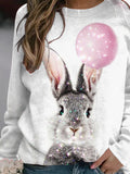 Women's Vintage Bunny Pattern Casual Sweatshirt