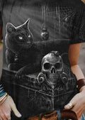 Women's Retro Punk Skull Print Casual T-Shirt