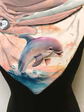 Dolphin-print slouchy fleece scarf and shawl