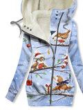 Women's Winter Owl Print Casual Track Jacket