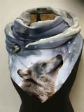 Women's Winter Wolf Print Casual Wrap Scarf