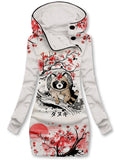 Sakura Raccoon Casual Print Sweatshirt