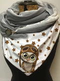 Women's Casual Art Pilot Owl Wrap Scarf