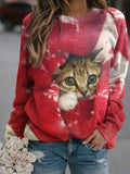 Women's Winter Cute 3D Cat Warm Seatshirt