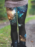 Sparkling Butterfly Casual Print Leggings