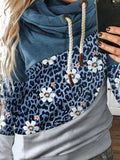 Women's Casual Leopard Print Colorblock Casual Hoodie