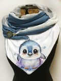 Penguin-print slouchy fleece scarf and shawl