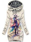 Women's Winter Horse Art Print Casual Sweatshirt