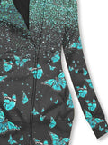 Women's Shiny Butterfly Art Print Casual Sweatjacken