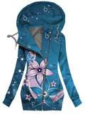 Women's Winter Floral Art Print Casual Track Jacket