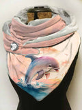 Dolphin-print slouchy fleece scarf and shawl