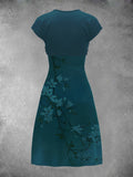 Women's Vintage Floral Print Casual Maxi Dress