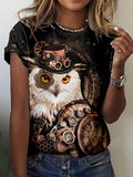 Woman's Vintage Animal Owl Casual T-shirt