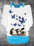 Women's Two-Piece Cat T-Shirt