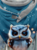 Women's Snowflake Owl Art Print Casual Scarf