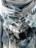 Watercolor Wolf Casual Print Scarf