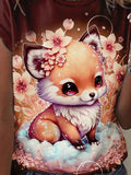 Fox Flower Artistic T-shirt