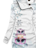 Owl Snowflake Art Print Casual Sweatshirt