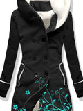 Women's Winter Floral Print Casual Fleece Track Jacket