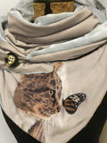 Cat print scarf and shawl